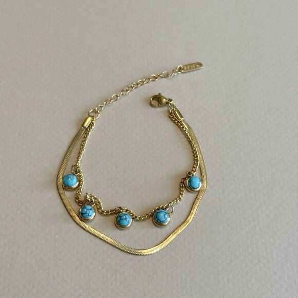 Turquoise Charm Bracelet #1510 - Picture 2 of 5